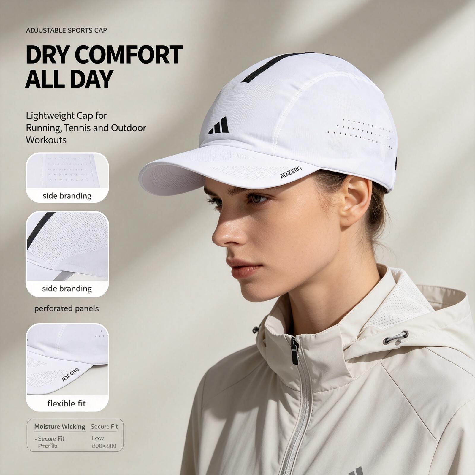 Running Cap Lightweight - Adidas Witte Running Cap Lichtgewicht Ademende