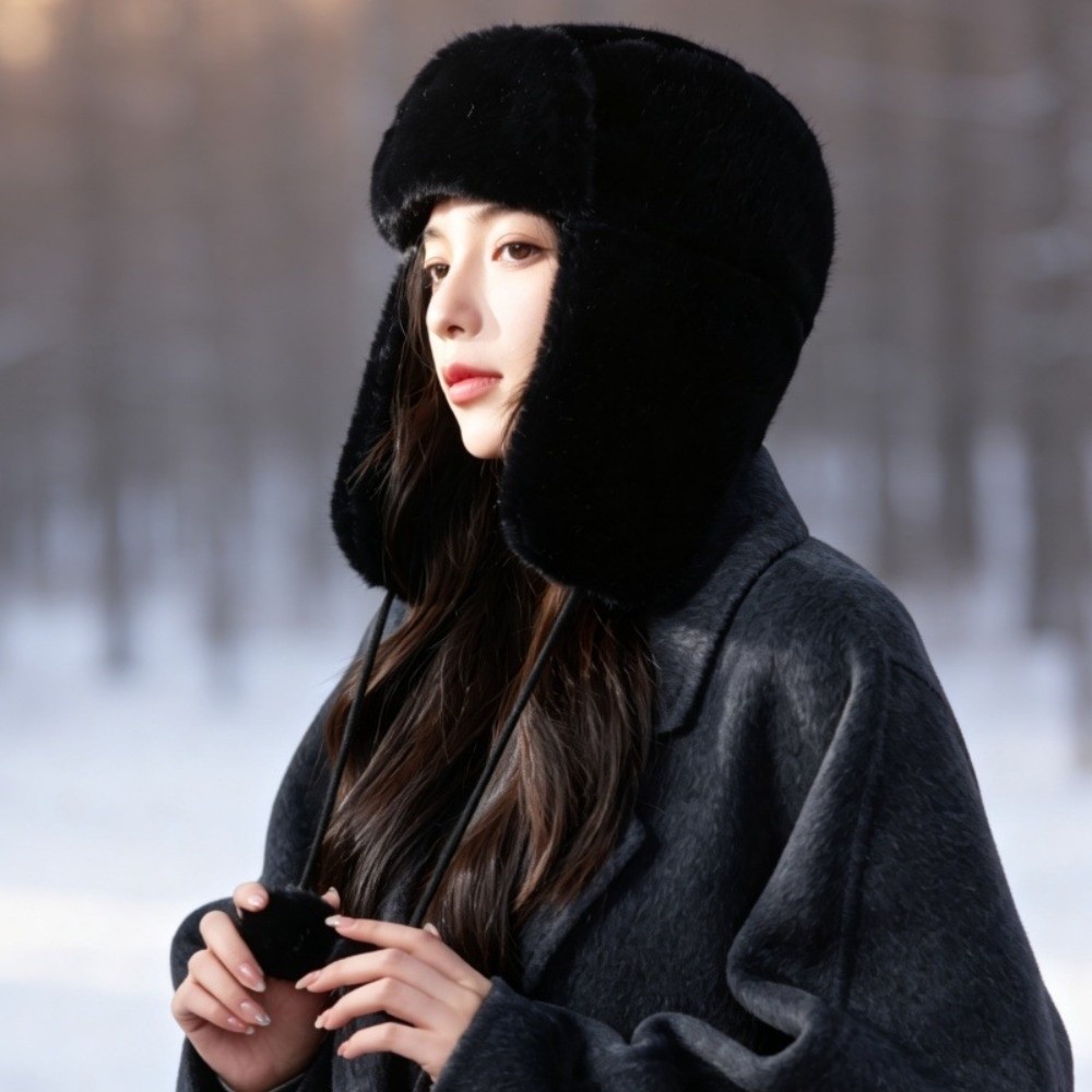 Winter Trapper Hat - Warme polyester oorklepmuts, winddichte pomponen, ushanka-muts,
