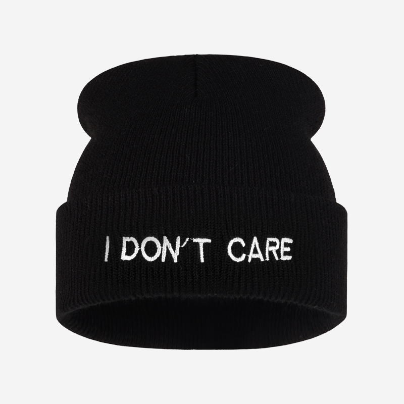 Beanie Cuffed Knit - I DON'T CARE Gebreide Muts met