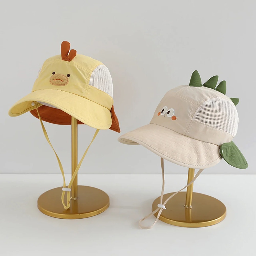 Bucket Hat Cotton - Schattige cartoon baby strandhoed met beren-